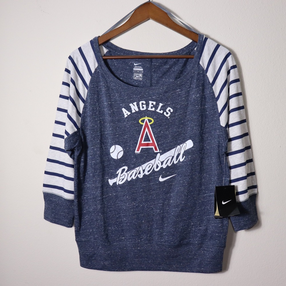 Nike Los Angeles Angels Cooperstown Collection Striped Sweatshirt Womens Medium